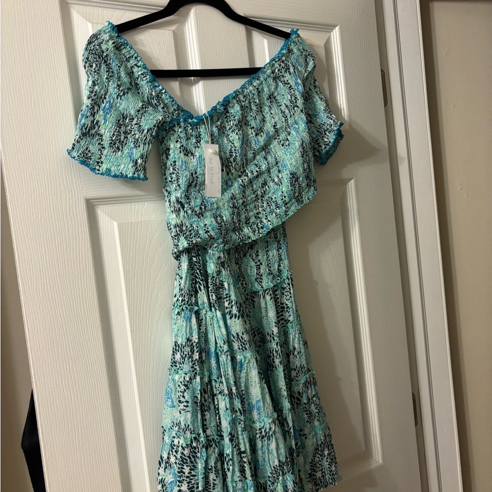 Poupette St. Barth Aqua Floral Midi Dress